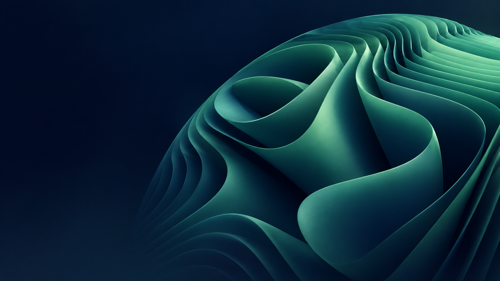 Abstract green parametric sculpture on a dark navy background
