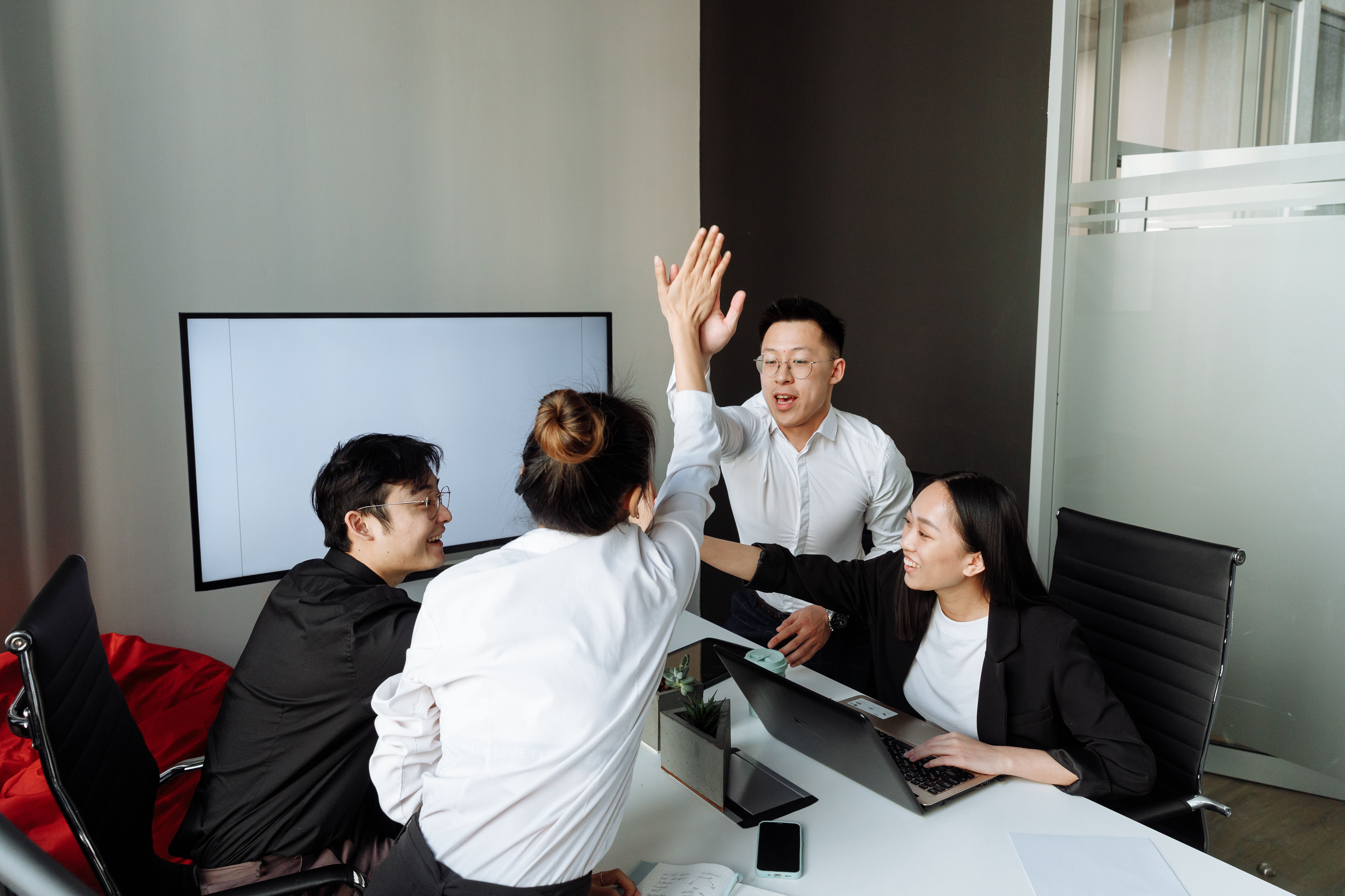 A team collaborating in an office