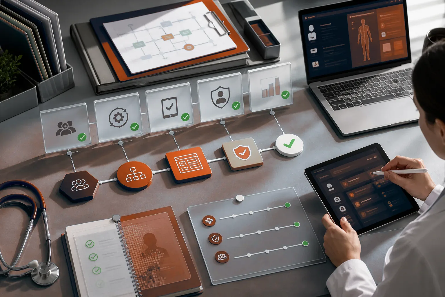 Operational detail of regulated health platform from stalled build to live service